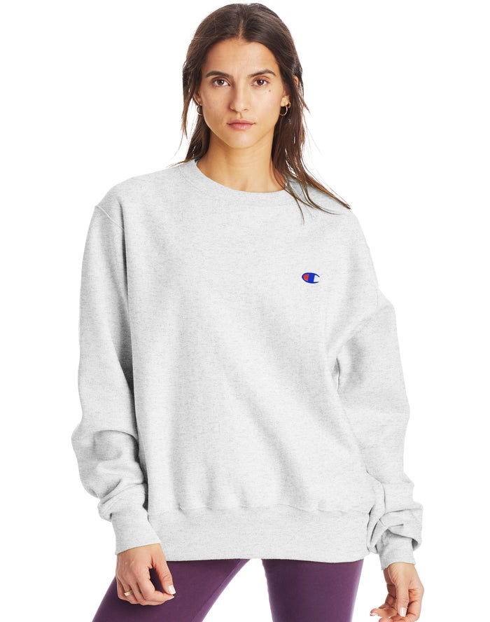 Champion Reverse Weave Boyfriend Crew Grey Sweatshirt Womens - South Africa KEYAGC160